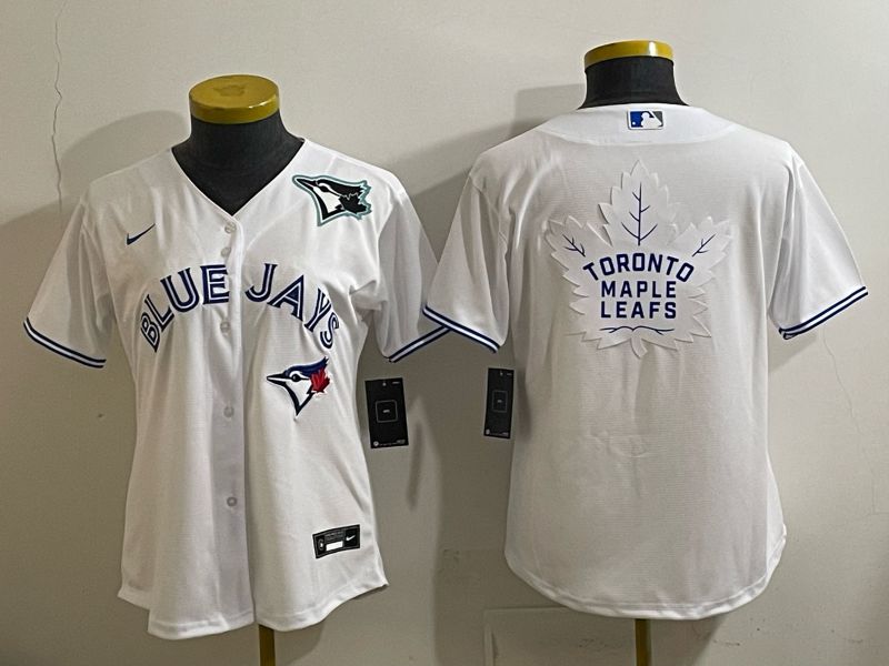 Women 2025 Nike Toronto Blue Jays Blank White Game MLB Jersey 010